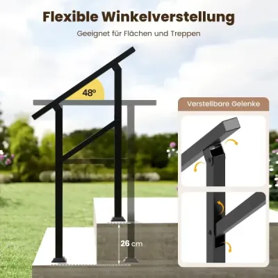 Zábradlie na schodisko, bočná montáž, vstupné zábradlie s flexibilným nastavením uhla 70 cm
