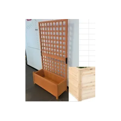 Kvetinový kôš s opornou mriežkou – vyvýšený záhon z masívneho dreva pre kvety a popínavé rastliny – kvetinový záhon 76 x 32 x 143 cm
