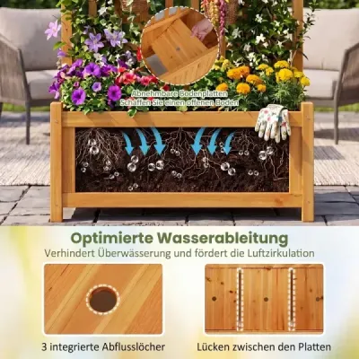 Kvetinový kvetináč s mriežkou na popínavé rastliny – vyvýšený záhon z masívneho dreva pre kvety a popínavé rastliny, 76 x 32 x 143 cm, oranžový