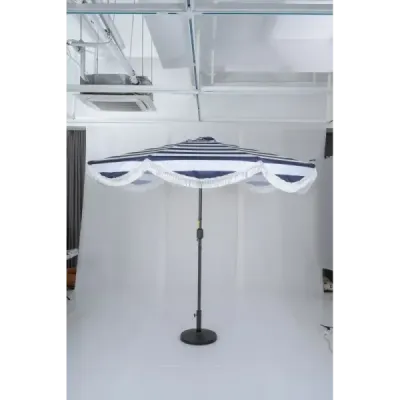Slnečník Ø 278 cm Plážový slnečník Sklápací s kľukou Balkónový slnečník so strapcami Záhradný slnečník