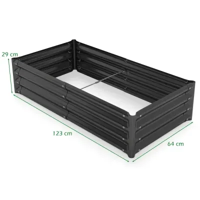 Hochbeet aus Verzinktem Stahl stabiler Pflanzkasten Wetterfest & Rostfrei Gartenbeet 123 x 64 cm Grau