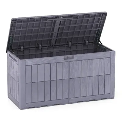 Vodotesný úložný box 455L Vonkajší úložný box s uzamykateľným vekom tmavohnedej farby