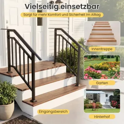 Schodiskové zábradlie 96 cm, nastaviteľné madlo pre 3 schody s hrazdou, 2 kusy