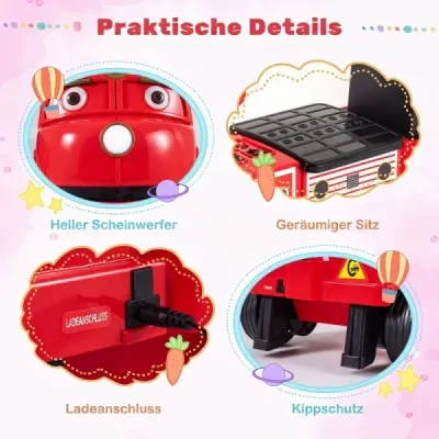 Detské elektrické autíčko 12V, elektrické odrážadlo s 2 sedadlami a 2 motormi, 95 x 41 x 51 cm, červené