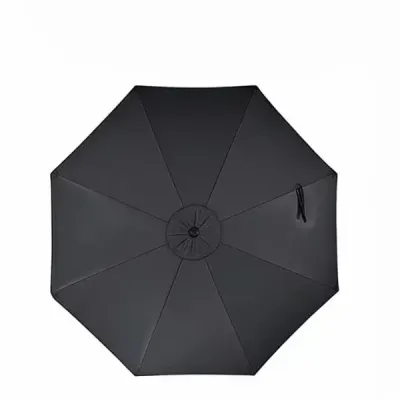 300 cm sklopný záhradný slnečník s pevnou kovovou tyčou, 8 rebier, ovládanie kľukou, sivý