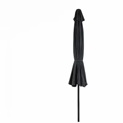 300 cm sklopný záhradný slnečník s pevnou kovovou tyčou, 8 rebier, ovládanie kľukou, sivý
