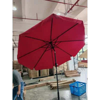 Slnečník 300 cm sklopný záhradný dáždnik s robustnou kovovou tyčou 8 vzperami kľuka víno červená
