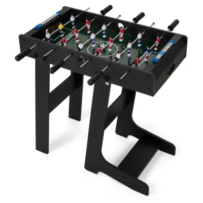 Stolný futbal, priestorovo úsporný futbalový stôl s robustnou rukoväťou, 33 x 36 x 109 cm, čierny