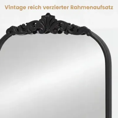 Nástenné zrkadlo, zlaté, tradičné vintage barokové zrkadlo, starožitné oblúkové zrkadlo, 90 cm x 61 cm, čierne