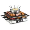 Raclette gril s funkciou fondue, elektrický gril s výkonom 2200 W pre 8 osôb s nepriľnavou grilovacou doskou a 8 panvicami
