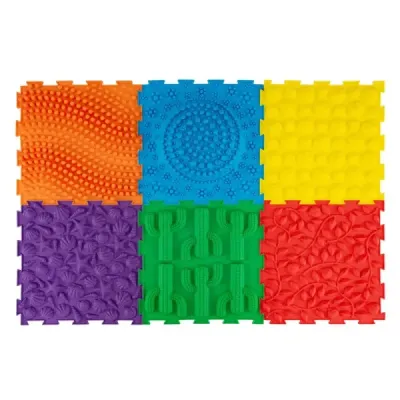 Senzorická podložka na stohovanie, ortopedická hracia podložka z vodeodolného materiálu, 30 x 30 cm, viacfarebná
