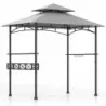 Grilovací pavilón/prístrešok na grilovanie so slnečnou tieňom a dvojitou strechou, grilovací pavilón s košom, 245 x 149 x 248 cm, sivý