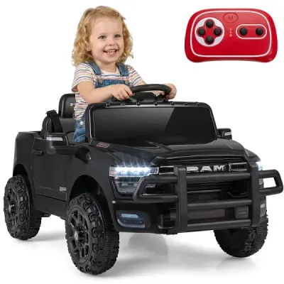 12V detské elektrické auto RAM 3500 s 2 25W motormi pre deti od 3 rokov, 3,1-5 km/h, čierne