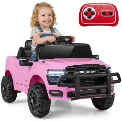 12V detské elektrické auto RAM 3500 s 2 25W motormi pre deti od 3 rokov, 3,1-5 km/h, ružové