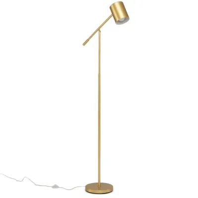 Stojaca lampa 175 cm, lampa na čítanie s nastaviteľnou hlavou a ramenom, lampa do obývačky s päticou E27, zlatá