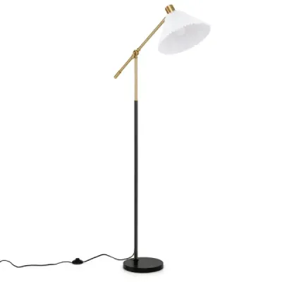 Stojaca lampa s nastaviteľnou výškou a uhlom natočenia, 157 cm, zlatá