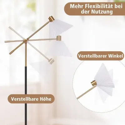 Stojaca lampa s nastaviteľnou výškou a uhlom natočenia, 157 cm, zlatá