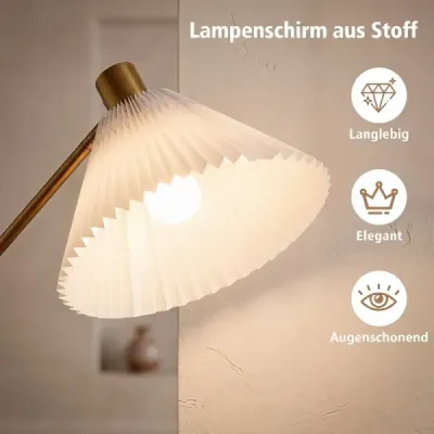 Stojaca lampa s nastaviteľnou výškou a uhlom natočenia, 157 cm, zlatá