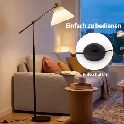 Stojaca lampa s nastaviteľnou výškou a uhlom natočenia, 157 cm, zlatá