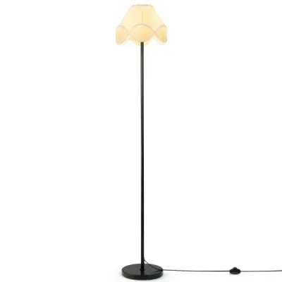 Stojaca lampa s reguláciou jasu, 159 cm, s plynule nastaviteľným jasom a látkovým tienidlom v čiernej farbe