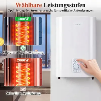 25l zásobník teplej vody s dvojitou nádržou, režim ohrevu 1300 W a 2000 W, 30 – 75 ℃