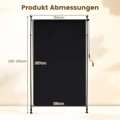 Vonkajšia vertikálna markíza Výškovo nastaviteľná a výsuvná vertikálna markíza 150 x 220-310 cm