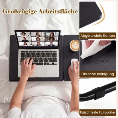 Prenosný stolík na notebook, skladací počítačový stojan na pohovku a posteľ, multifunkčný stolík na notebook, čierny