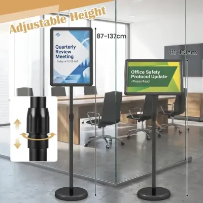 nformačný stojan A3 87–137 cm Výškovo nastaviteľný držiak na jedálny lístok Otočný stojan na plagáty s plniteľnou základňou Čierny