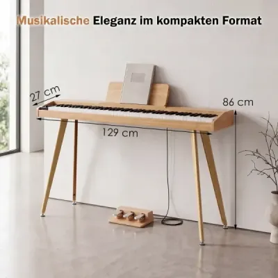 88-klávesové digitálne piano so stojanom, elektrické piano s polovyváženou klávesnicou, 3 pedále, 80 dem