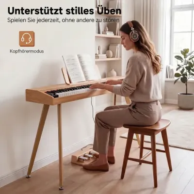 88-klávesové digitálne piano so stojanom, elektrické piano s polovyváženou klávesnicou, 3 pedále, 80 dem