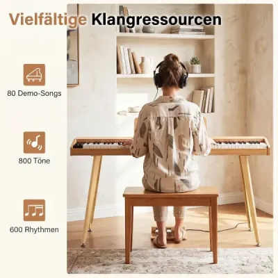88-klávesové digitálne piano so stojanom, elektrické piano s polovyváženou klávesnicou, 3 pedále, 80 dem
