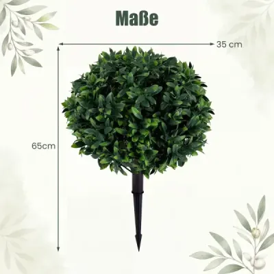 Sada 2 umelých olivovníkov 65 cm, odolné voči poveternostným vplyvom s tŕňmi do zeme, vonkajšie, zelené