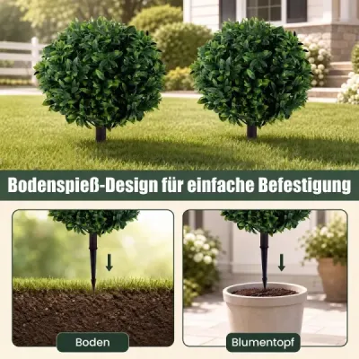 Sada 2 umelých olivovníkov 65 cm, odolné voči poveternostným vplyvom s tŕňmi do zeme, vonkajšie, zelené