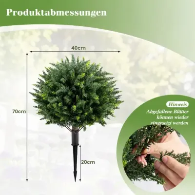 Sada 2 umelých rastlín s tŕňom do zeme, 70 cm. Umelý cyprus vyrobený z PE. Vždyzelené umelé rastliny.
