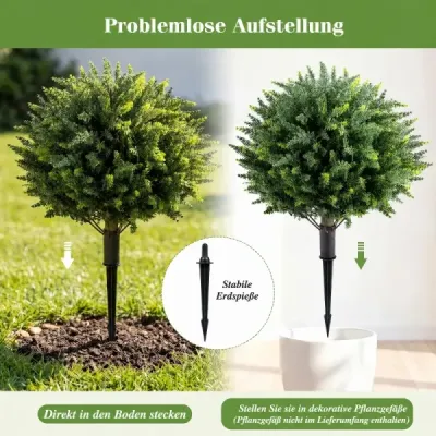 Sada 2 umelých rastlín s tŕňom do zeme, 70 cm. Umelý cyprus vyrobený z PE. Vždyzelené umelé rastliny.