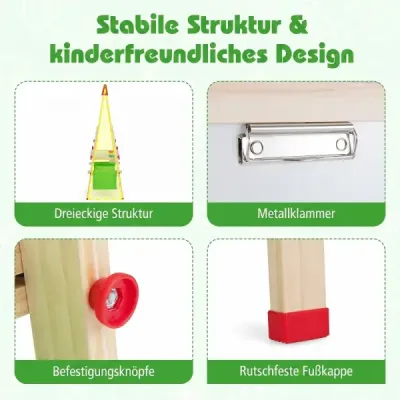 Výškovo nastaviteľná kresliaca doska pre deti, obojstranný stojan s magnetickou tabuľou, zelená