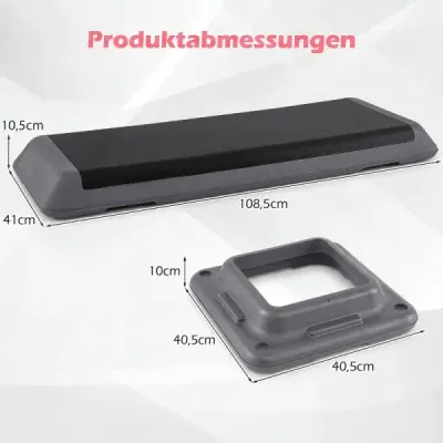 Aerobický stepper s nastaviteľnou výškou, fitness stepper so 4 opornými blokmi, štruktúrovaný povrch, sivý