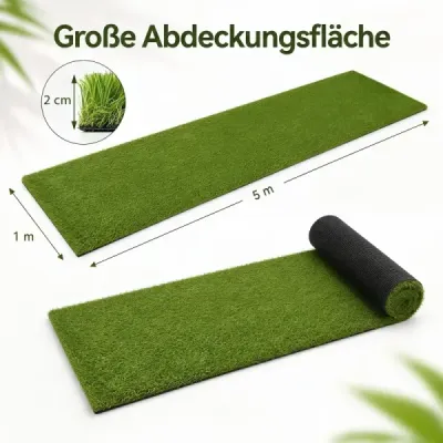 20 mm umelý trávnik na vonkajšie použitie, zelený, s drenážnym systémom, v prírodnom vzhľade, 100 x 500 cm