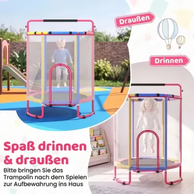 Detská trampolína 154 cm, trampolína 6 v 1 s hrazdou, hojdačkou a kruhmi, viacfarebná