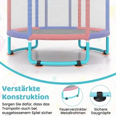 Detská trampolína 154 cm, detská trampolína 6 v 1 s hrazdou, hojdačkou a kruhmi, modrá