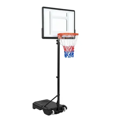Výškovo nastaviteľný basketbalový stojan s kolieskami, ručnou kľukou a plniteľnou základňou 155-210 cm