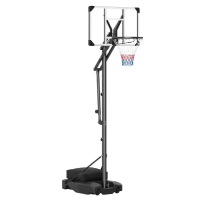 Basketbalový kôš s PE doskou, vonkajší basketbalový systém, 215-260 cm, výškovo nastaviteľný v 8 smeroch