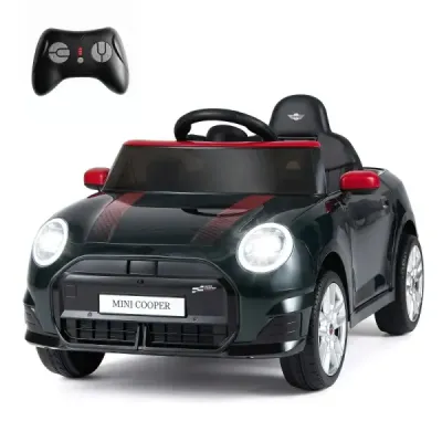12V detské auto v dizajne BMW Mini, elektrické auto pre deti s diaľkovým ovládaním, LED svetlami a jemným štartom, čierne