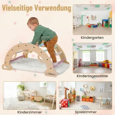 Drevený Montessori lezecký oblúk s mäkkým vankúšom pre deti od 3 rokov, viacfarebný