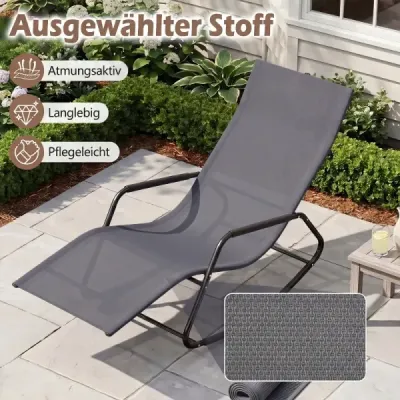 Záhradné ležadlo odolné voči poveternostným vplyvom Ergonomické hojdacie kreslo z priedušnej tkaniny 143 x 57 x 86 cm, šedé