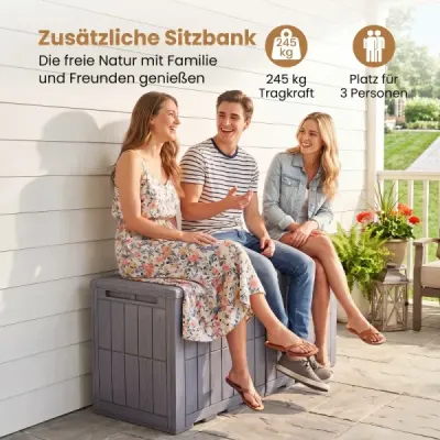 Vodotesný úložný box 455L Vonkajší úložný box s uzamykateľným vekom tmavohnedej farby