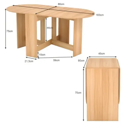 Skladací stôl, okrúhly balkónový stôl, skladací záhradný stôl, prírodný