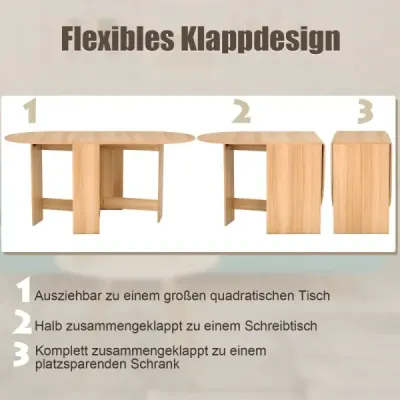 Skladací stôl, okrúhly balkónový stôl, skladací záhradný stôl, prírodný