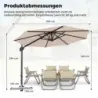 Slnečník s výložníkom, Ø 300 cm, naklápací, otočný o 360°, s kľukou a pedálom, béžový