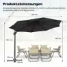 Slnečník typu „semafor“ Ø 300 cm, sklopný, otočný o 360°, s kľukou a nožným pedálom, sivý
